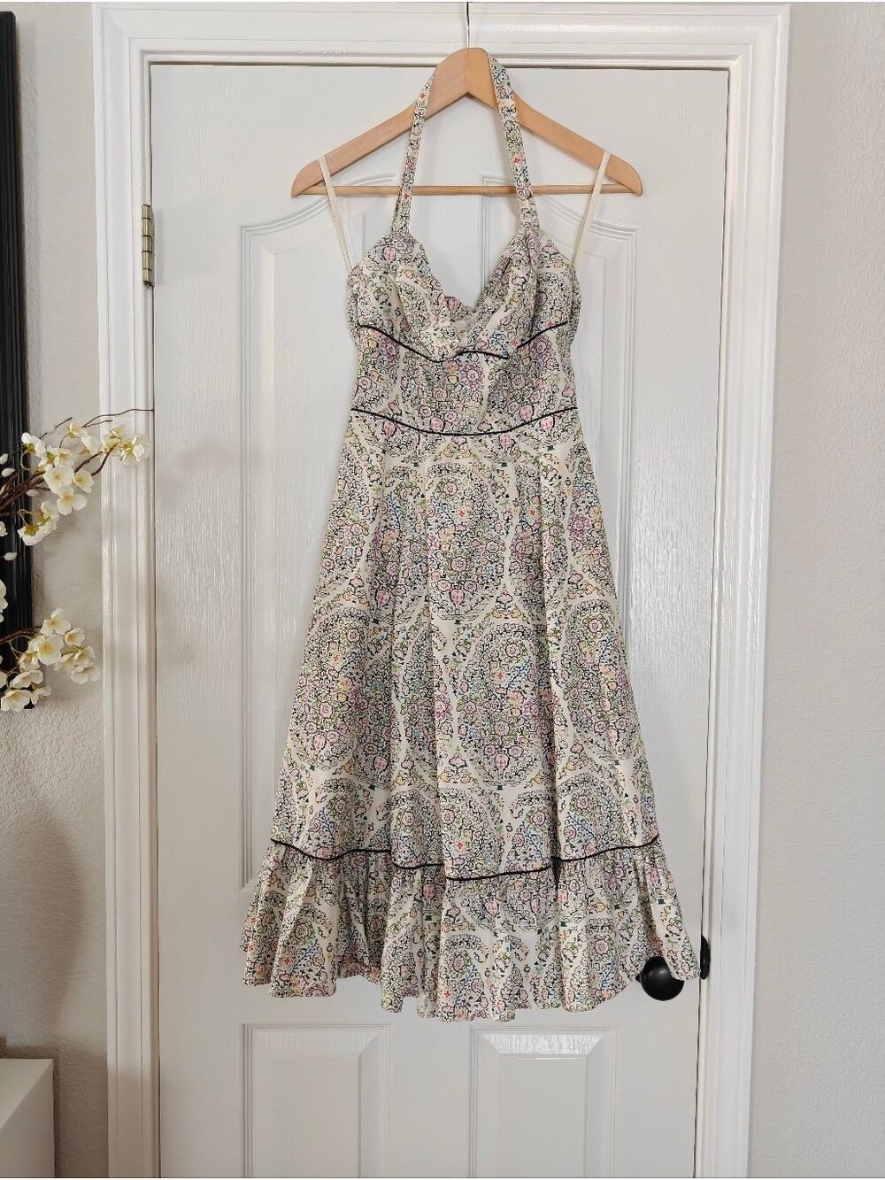 Anthropologie Girls from Savoy Halter Dress Ruffle Multi Color Print Size 2 - Picture 2 of 15